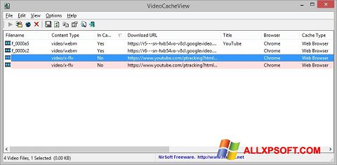 Képernyőkép VideoCacheView Windows XP