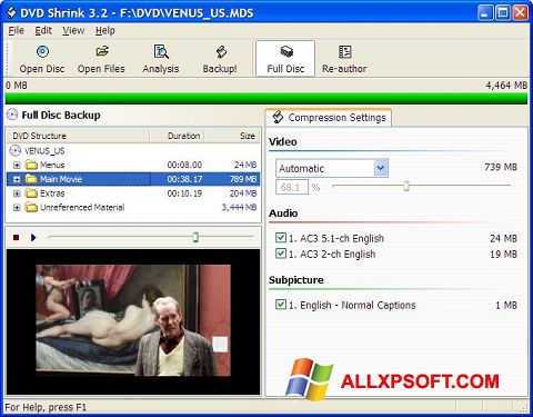 Képernyőkép DVD Shrink Windows XP