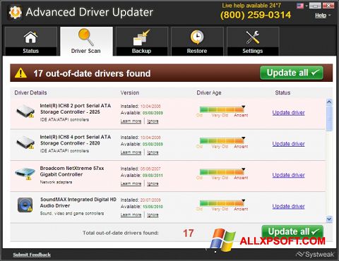 Képernyőkép Advanced Driver Updater Windows XP