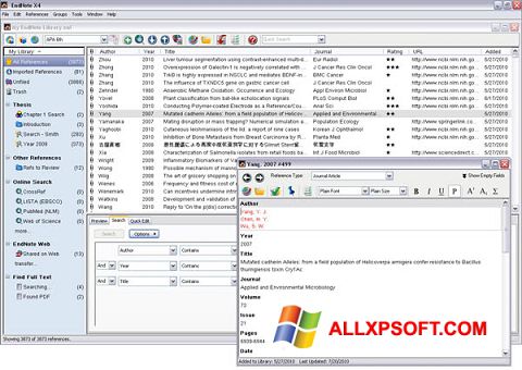 Képernyőkép EndNote Windows XP