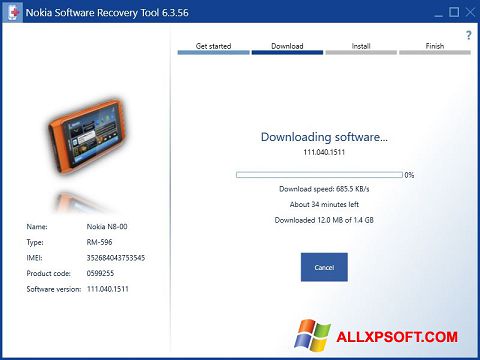 Képernyőkép Nokia Software Recovery Tool Windows XP