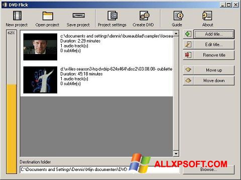 Képernyőkép DVD Flick Windows XP