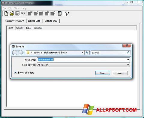 Képernyőkép SQLite Database Browser Windows XP