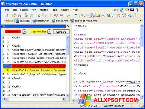 Képernyőkép EmEditor Windows XP