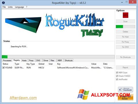 Képernyőkép RogueKiller Windows XP