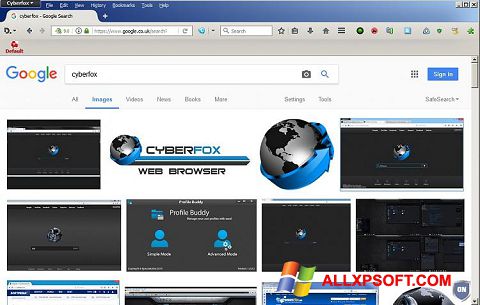Képernyőkép Cyberfox Windows XP