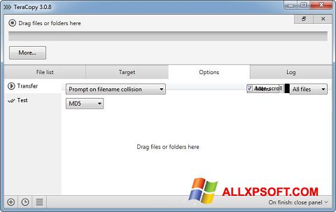 Képernyőkép TeraCopy Windows XP