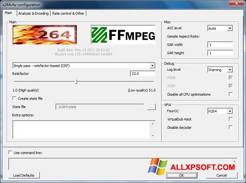 Képernyőkép x264 Video Codec Windows XP