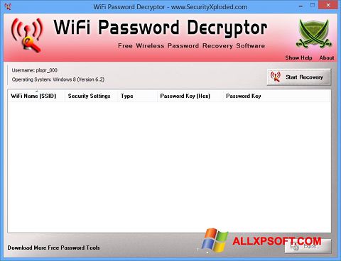 Képernyőkép WiFi Password Decryptor Windows XP