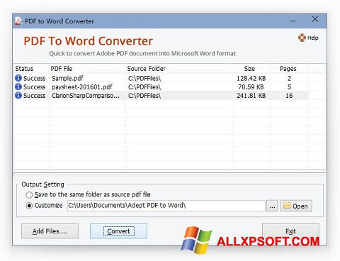 Képernyőkép PDF to Word Converter Windows XP