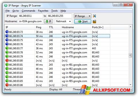 Képernyőkép Angry IP Scanner Windows XP