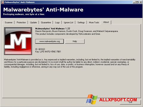Képernyőkép Malwarebytes Anti-Malware Free Windows XP