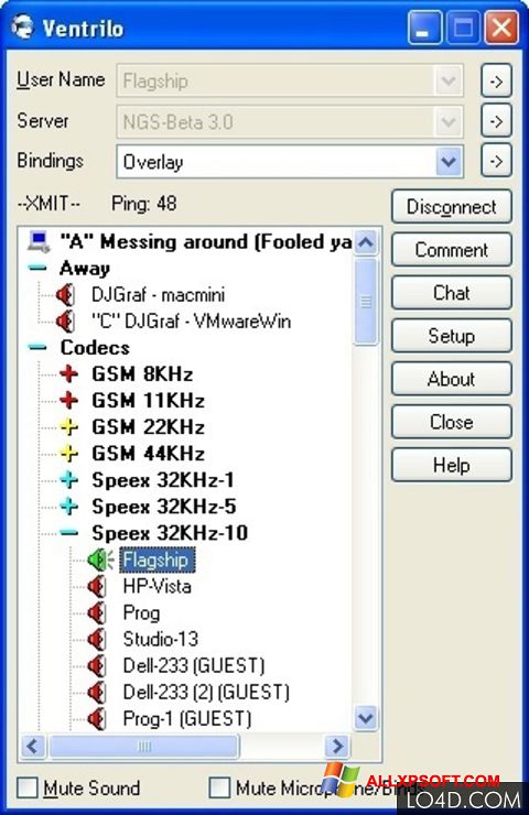 Képernyőkép Ventrilo Windows XP