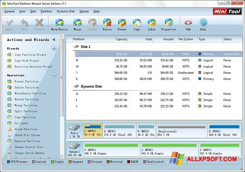 Képernyőkép MiniTool Partition Wizard Windows XP