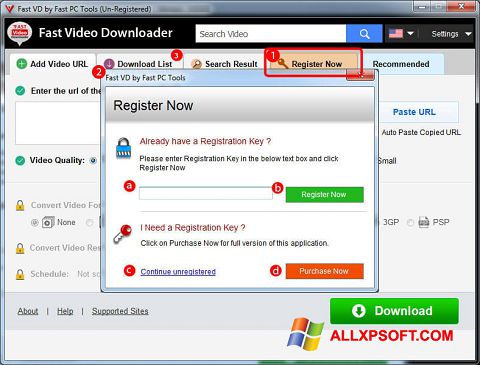 Képernyőkép Fast Video Downloader Windows XP
