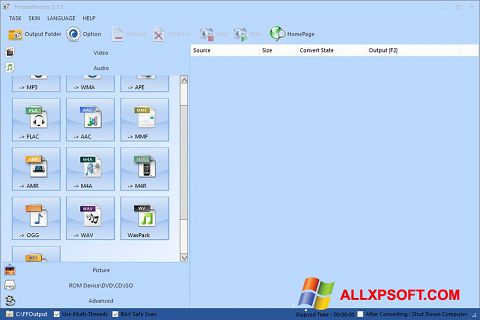 Képernyőkép Format Factory Windows XP