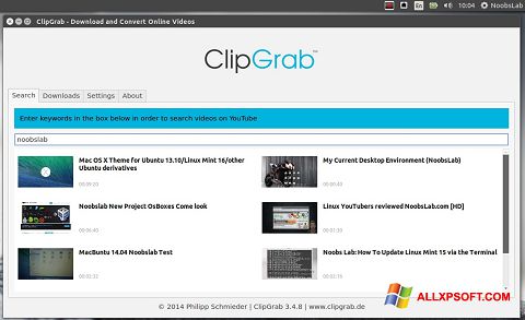 Képernyőkép ClipGrab Windows XP