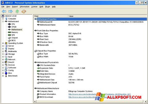 Képernyőkép AIDA32 Windows XP