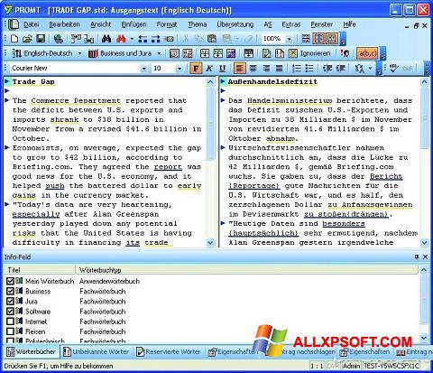 Képernyőkép PROMT Windows XP