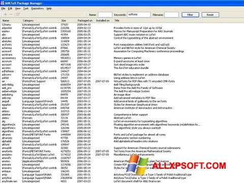Képernyőkép MiKTeX Windows XP