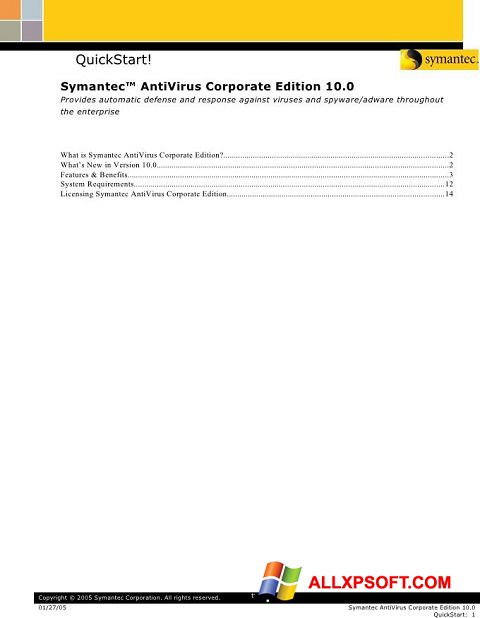 Képernyőkép Symantec Antivirus Corporate Edition Windows XP