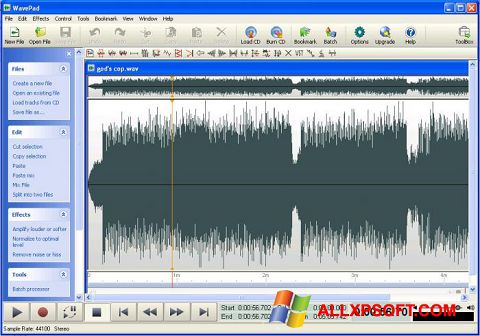 Képernyőkép WavePad Sound Editor Windows XP