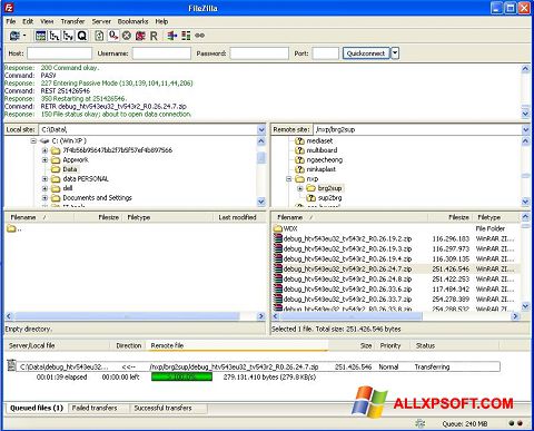 Képernyőkép FileZilla Windows XP