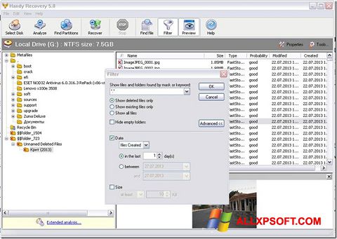 Képernyőkép Handy Recovery Windows XP