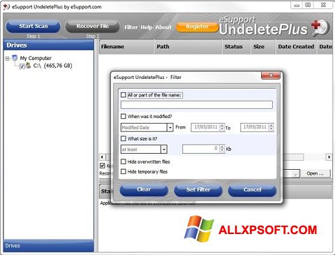 Képernyőkép Undelete Plus Windows XP