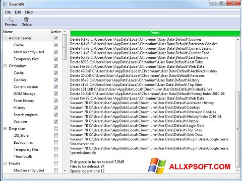 Képernyőkép BleachBit Windows XP