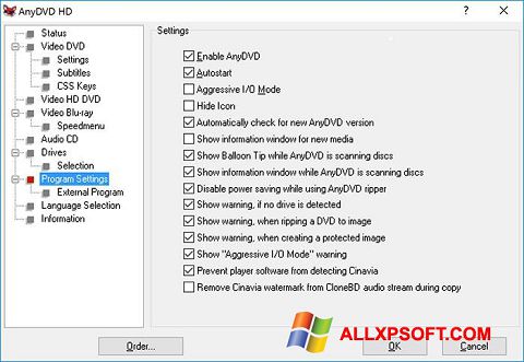 Képernyőkép AnyDVD Windows XP