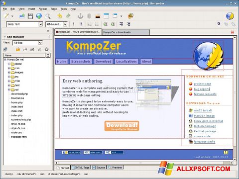 Képernyőkép KompoZer Windows XP