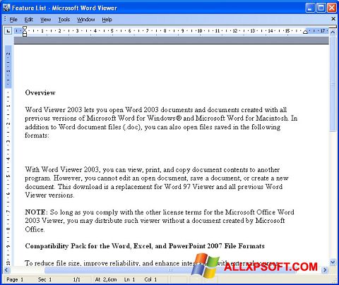 Képernyőkép Word Viewer Windows XP
