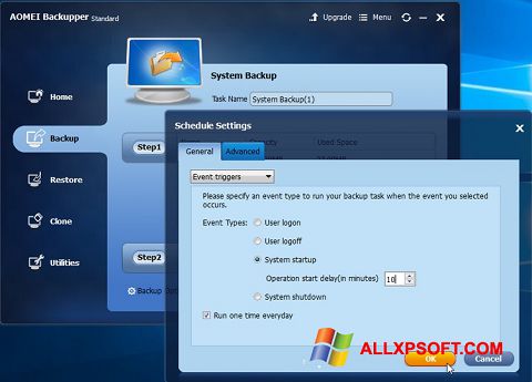 Képernyőkép AOMEI Backupper Windows XP