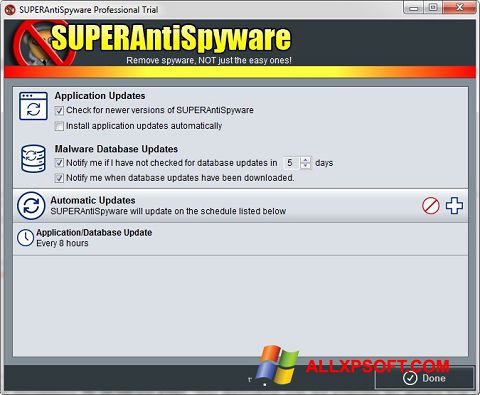 Képernyőkép SUPERAntiSpyware Windows XP