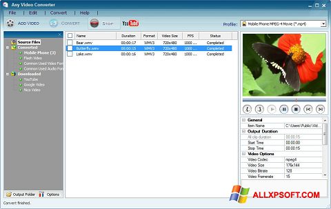 Képernyőkép Any Video Converter Windows XP