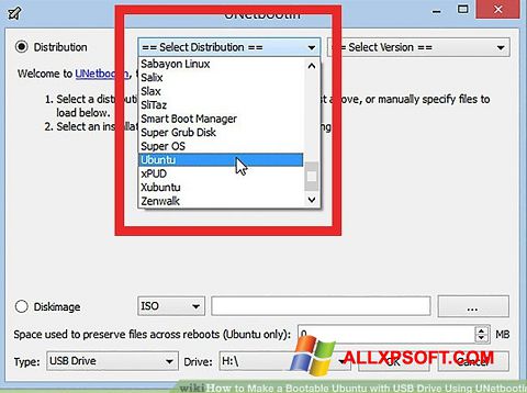 Képernyőkép UNetbootin Windows XP