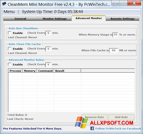 Képernyőkép CleanMem Windows XP