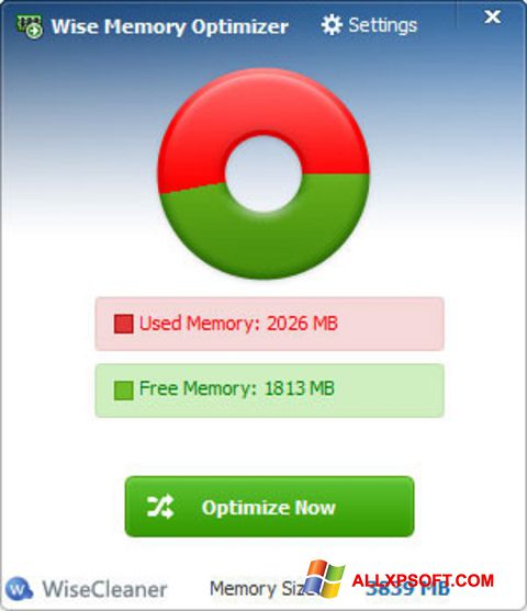 Képernyőkép Wise Memory Optimizer Windows XP