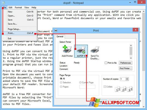 Képernyőkép doPDF Windows XP