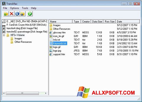 Képernyőkép TransMac Windows XP