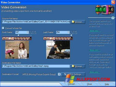 Képernyőkép Active WebCam Windows XP