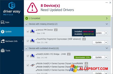 Képernyőkép Driver Easy Windows XP
