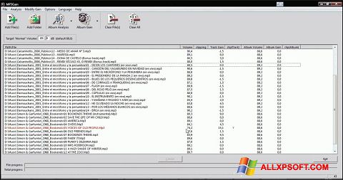 Képernyőkép MP3Gain Windows XP