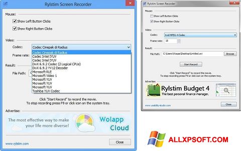 Képernyőkép Rylstim Screen Recorder Windows XP