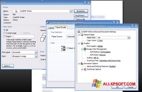 Képernyőkép CutePDF Writer Windows XP