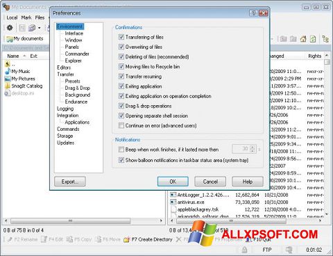 Képernyőkép WinSCP Windows XP