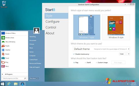 Képernyőkép Start8 Windows XP