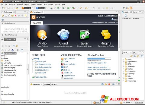 Képernyőkép Aptana Studio Windows XP
