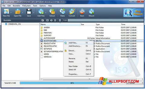 Képernyőkép WinISO Windows XP